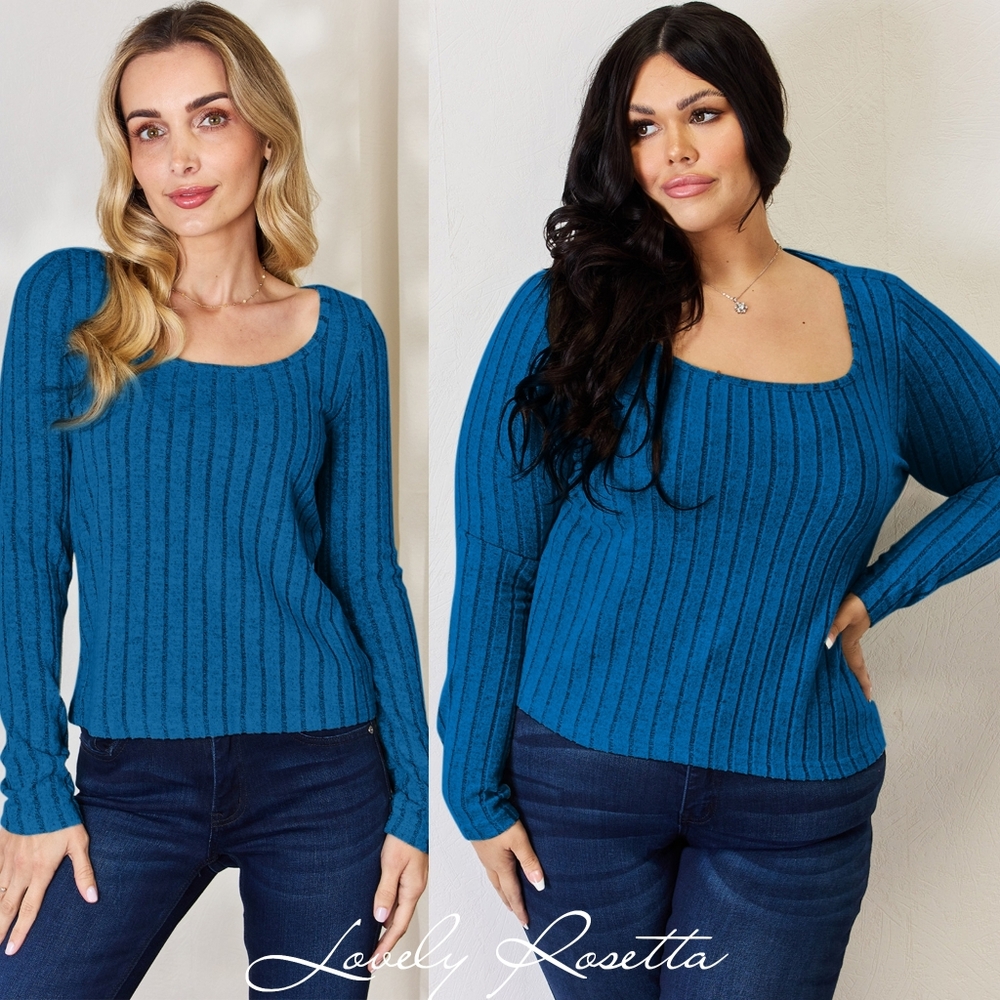 Rust Ribbed Long Sleeve Top - Picture 11 of 12